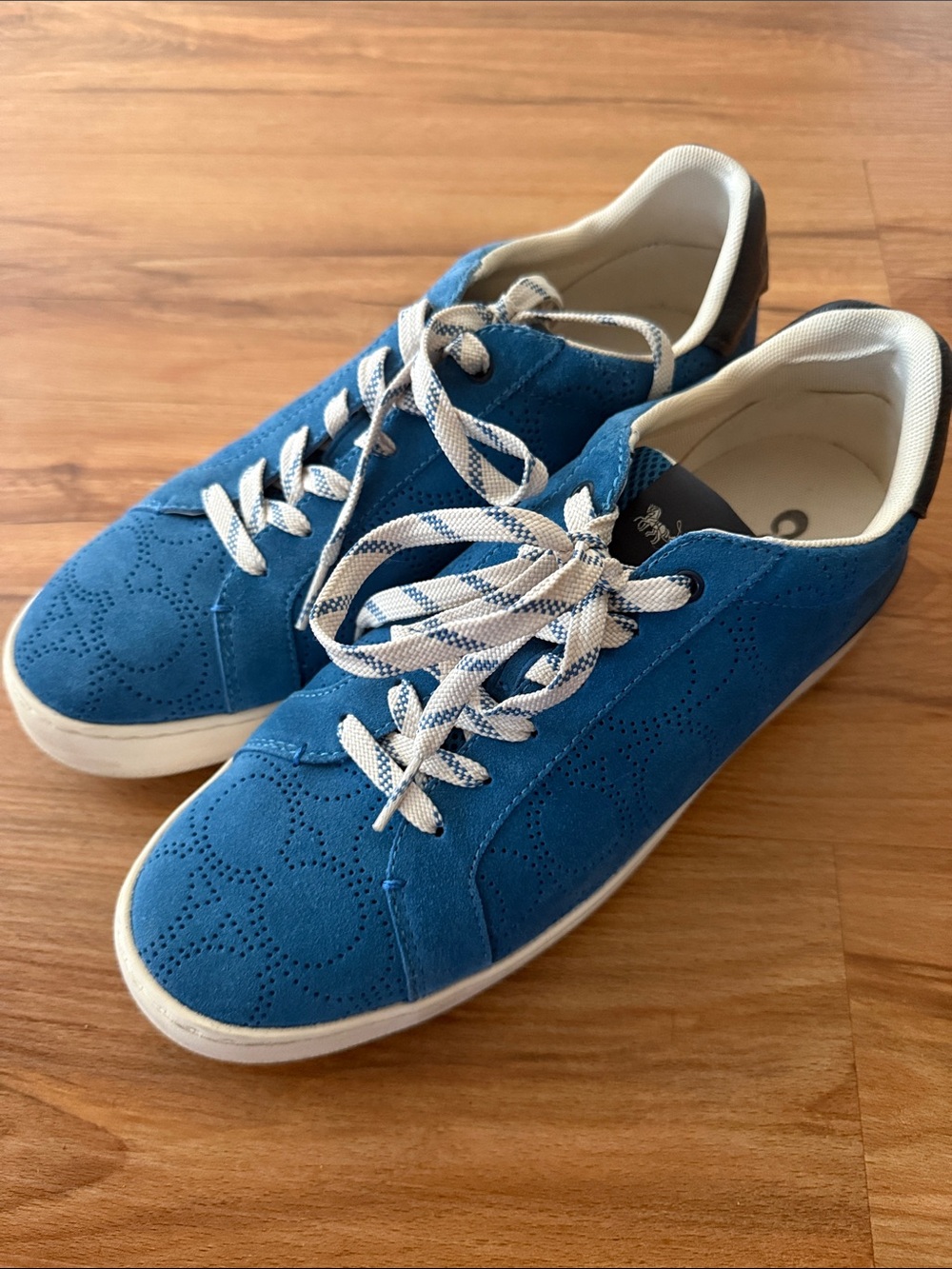 Used Coach Blue Suede Lace-Up Sneakers